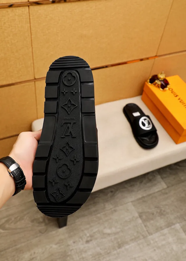Louis Vuitton Slide Black Monogram-Embossed Slipper 9