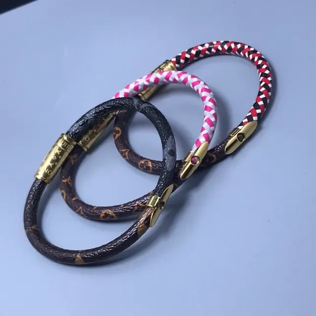 Louis Vuitton Snake Bracelet Brown Monogram and Red Black White Braided Leather Bracelet 4
