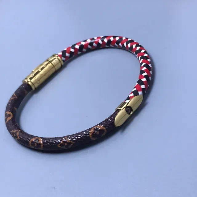 Louis Vuitton Snake Bracelet Brown Monogram and Red Black White Braided Leather Bracelet 8
