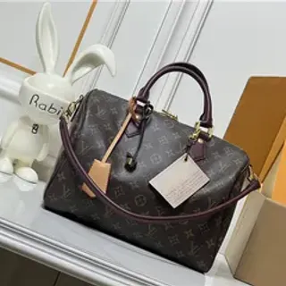 Louis Vuitton Speedy Boston Marrón Borgoña Monogram Canvas Leather Trim Boston Bag