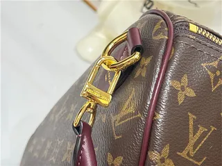 Louis Vuitton Speedy Boston Marron Bourgogne Monogram Canvas Leather Trim Boston Bag 5