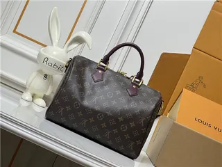 Louis Vuitton Speedy Boston Marron Bourgogne Monogram Canvas Leather Trim Boston Bag 7