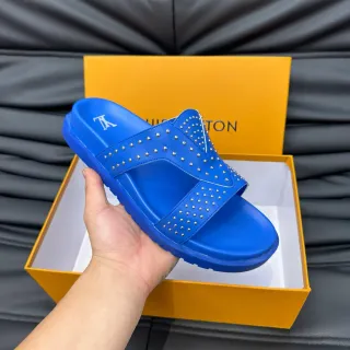 Louis Vuitton স্টাডড ডাবল স্ট্র্যাপ নীল ক্যাজুয়াল স্যান্ডেল