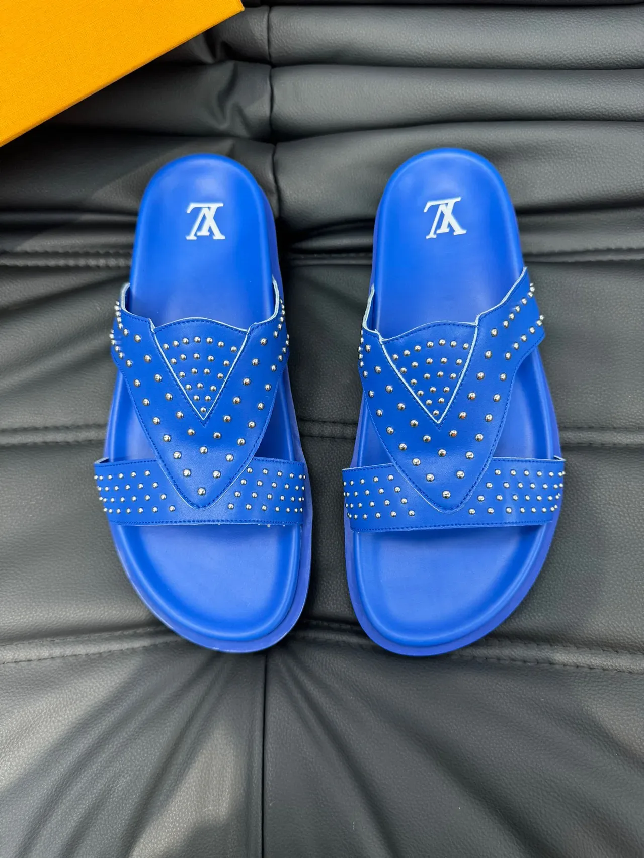 Louis Vuitton Studded Double-Strap Blue Casual Sandals 2