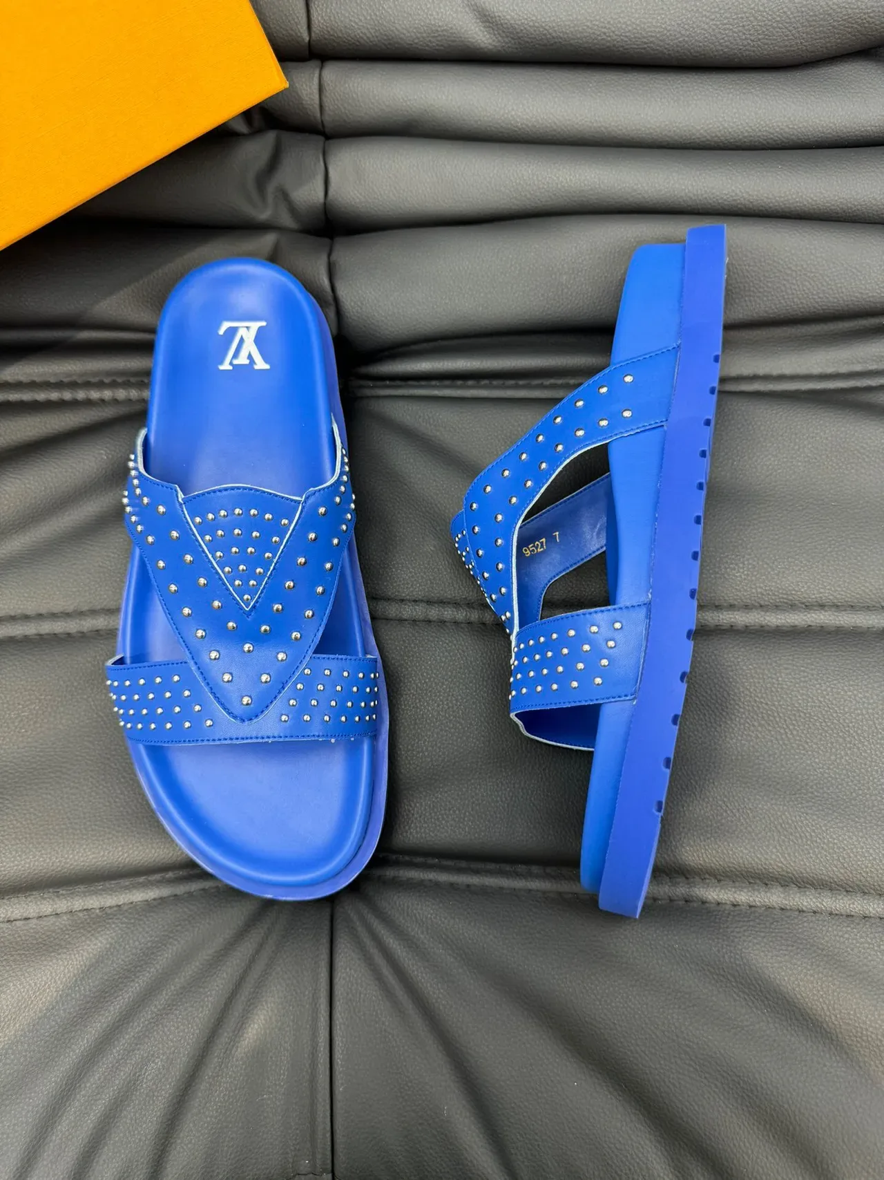 Louis Vuitton Studded Double-Strap Blue Casual Sandals 3