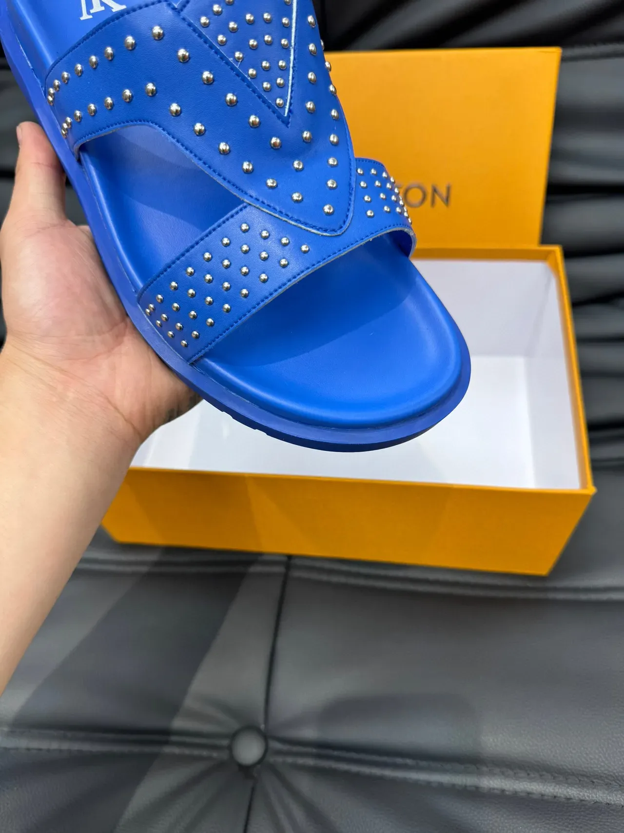 Louis Vuitton Studded Double-Strap Blue Casual Sandals 6