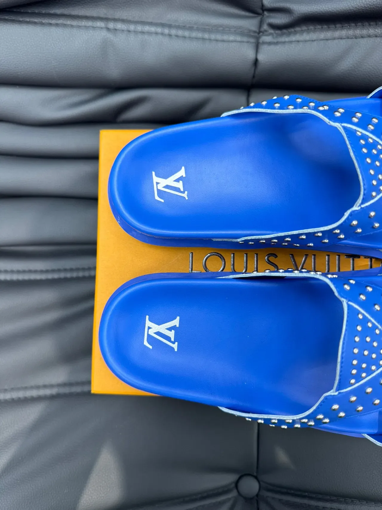 Louis Vuitton Studded Double-Strap Blue Casual Sandals 7