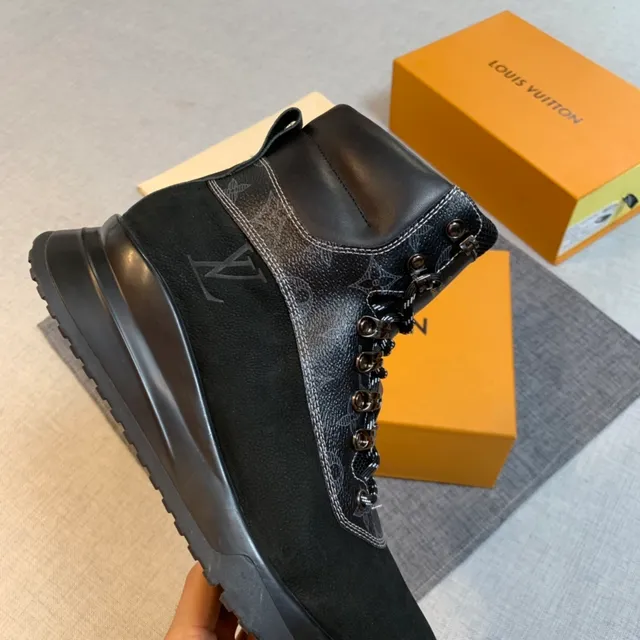 Louis Vuitton Trail Boot Black Monogram Canvas Hiking Boots 4
