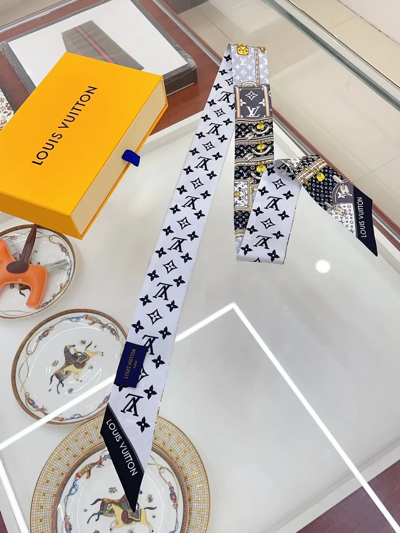 Louis Vuitton Trunk Motif Printed Silk Scarf 5