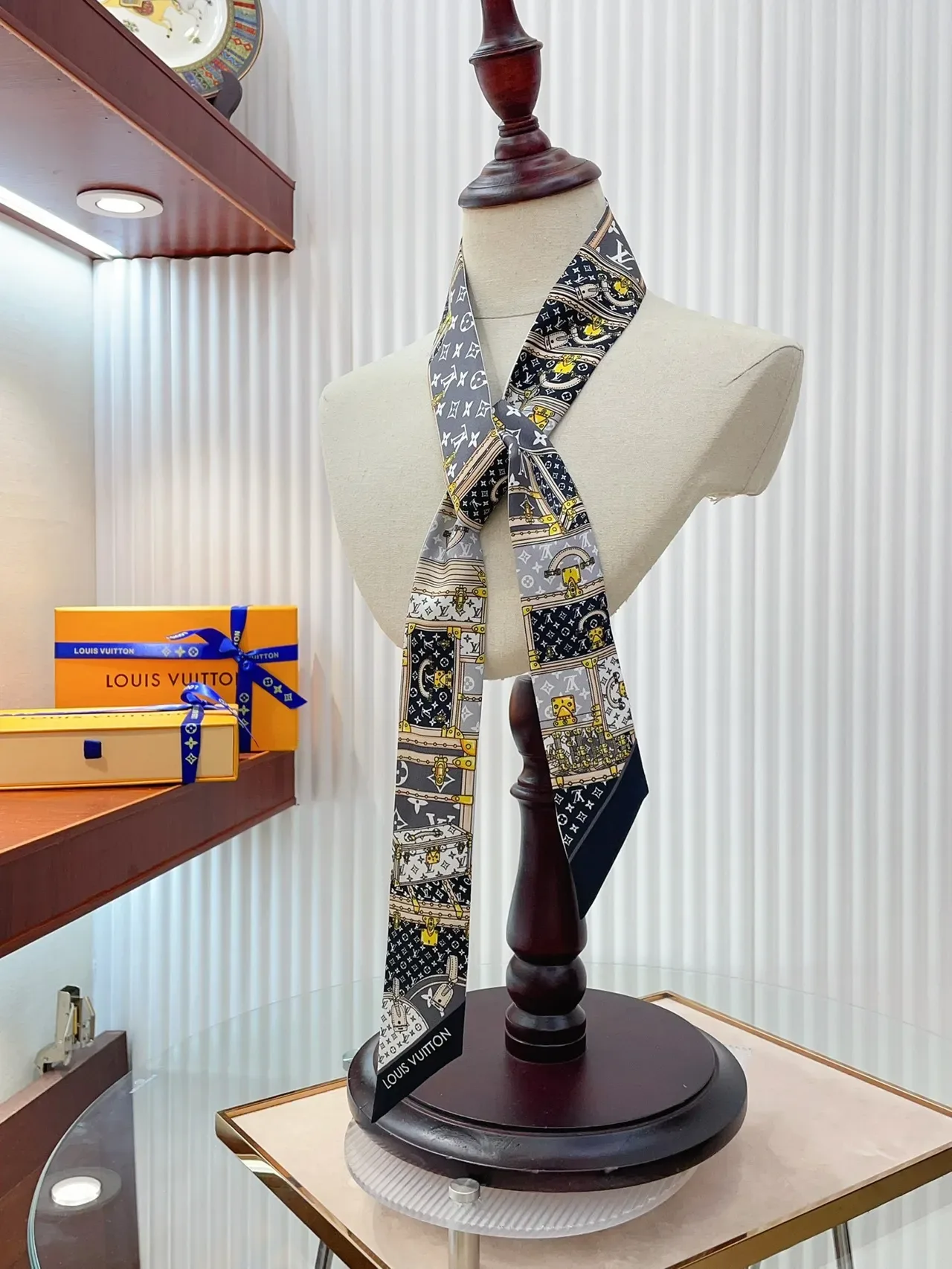 Louis Vuitton Trunk Motif Printed Silk Scarf 8