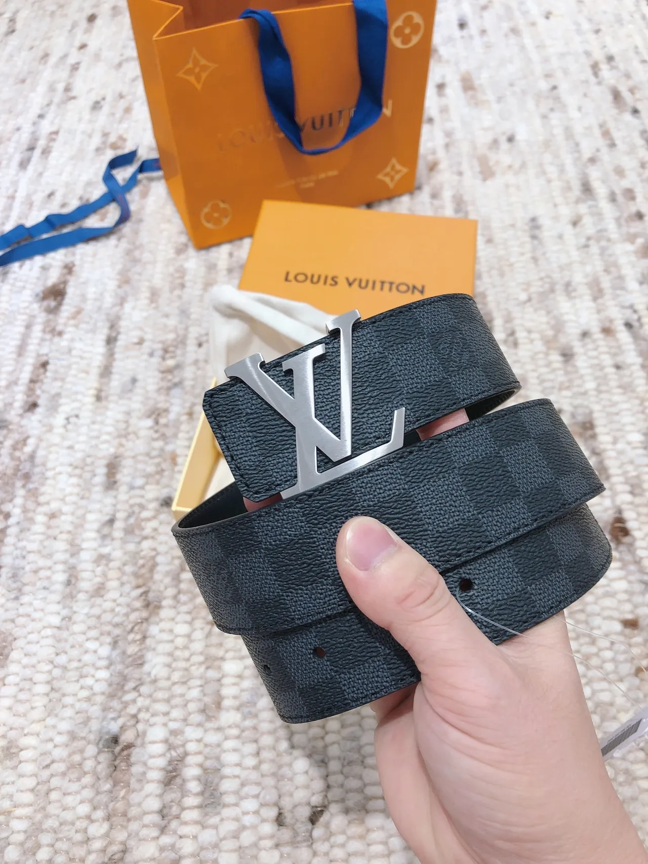 Louis Vuitton Turn-Lock Belt Damier Graphite Leather Belt 6