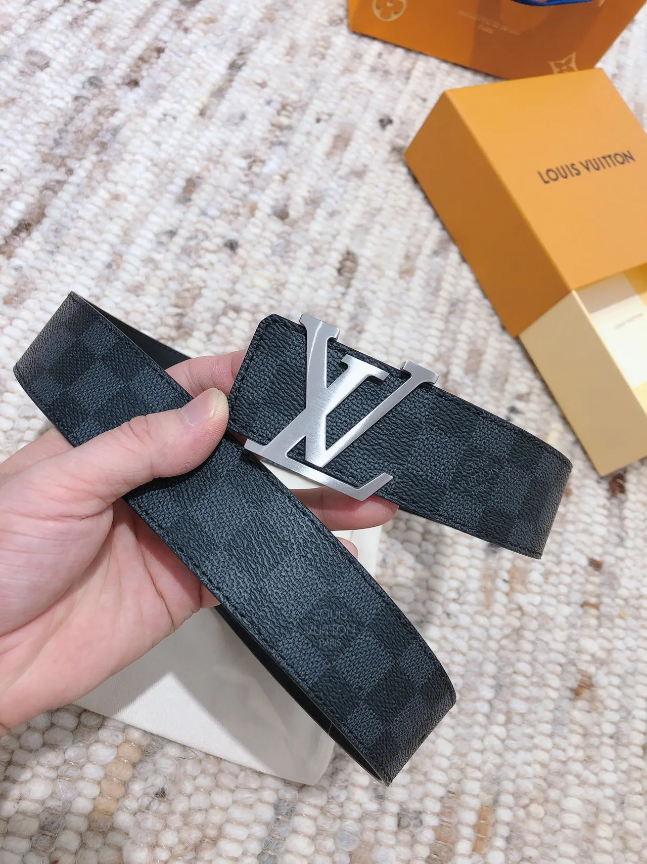 Louis Vuitton Turn-Lock Belt Damier Graphite Leather Belt 7