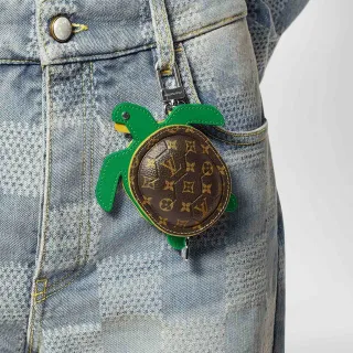 Louis Vuitton Turtle Coin Purse Green Brown Monogrammed Leather Crossbody Bag