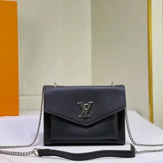 Louis Vuitton Twist Black Pebbled Leather Envelope Flap Chain Bag