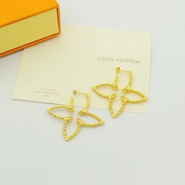 Louis Vuitton Twisted Rope Openwork Floral Hoop Earrings 4