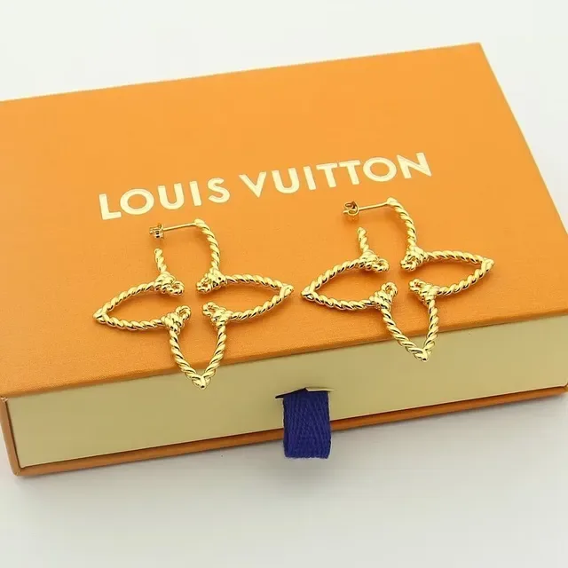Louis Vuitton Twisted Rope Openwork Floral Hoop Earrings 5