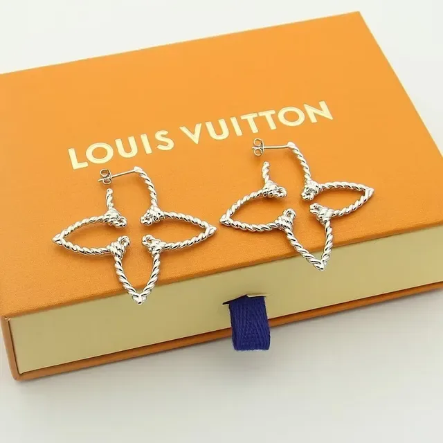 Louis Vuitton Twisted Rope Openwork Floral Hoop Earrings 6