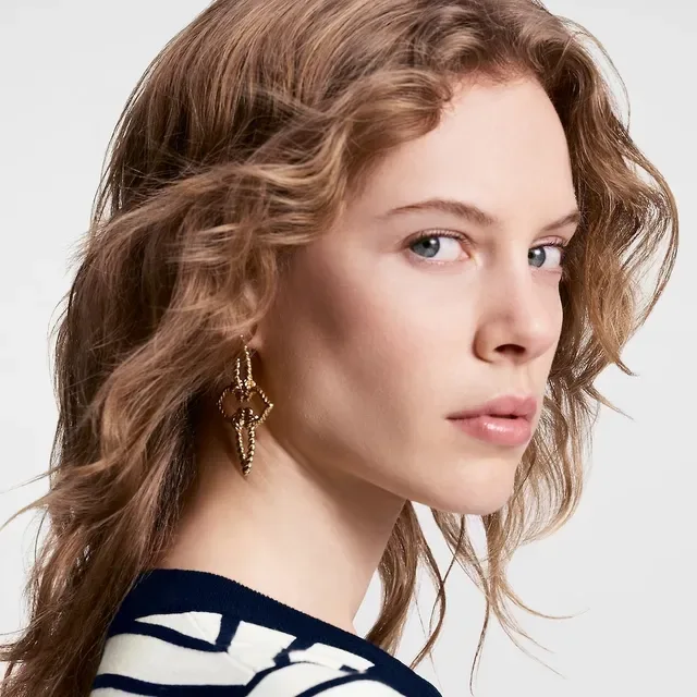 Louis Vuitton Twisted Rope Openwork Floral Hoop Earrings 8