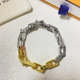 Louis Vuitton pulsera de cadena de dos tonos con monograma