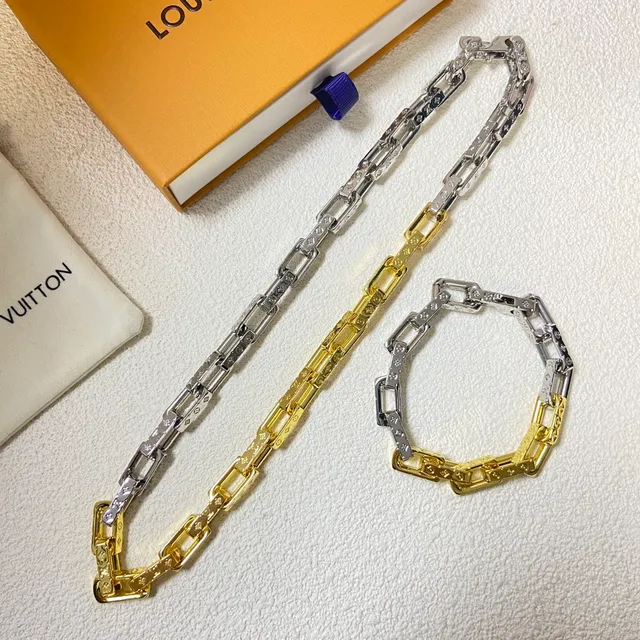 Louis Vuitton Two-Tone Monogram Chain Bracelet 2