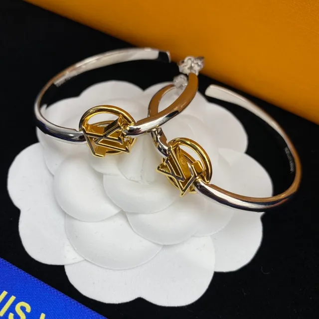 Louis Vuitton Two-Tone Monogram Circle Bangle Bracelets 5