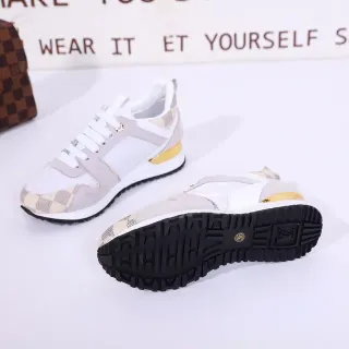 Louis Vuitton Zapatillas Lifestyle Blancas Beige Damier Check Toe/heel Malla Ante Híbrido Superior
