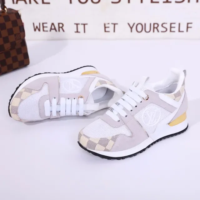 Louis Vuitton White Beige Damier Check Toe/heel Mesh-Suede Hybrid Upper Lifestyle Sneakers 2