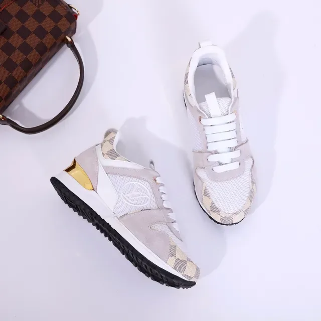 Louis Vuitton White Beige Damier Check Toe/heel Mesh-Suede Hybrid Upper Lifestyle Sneakers 3