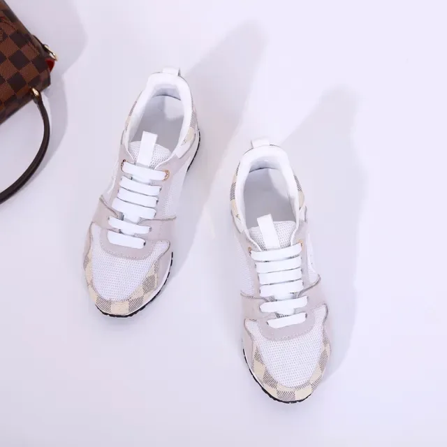 Louis Vuitton White Beige Damier Check Toe/heel Mesh-Suede Hybrid Upper Lifestyle Sneakers 4