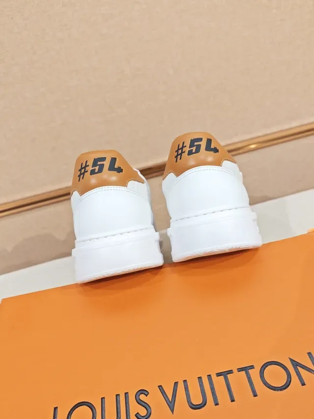Louis Vuitton White Beige Leather Monogrammed Side Panel Lifestyle Sneakers 3