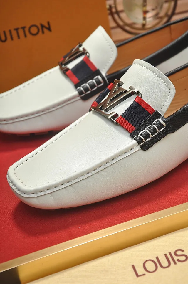 Louis Vuitton White Black Leather LV Monogram Buckle Loafer 4