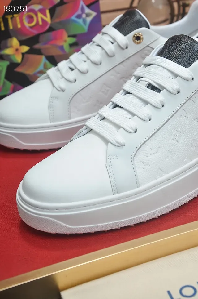Louis Vuitton White Black Monogram-Embossed Leather Cupsole Lifestyle Sneakers 4