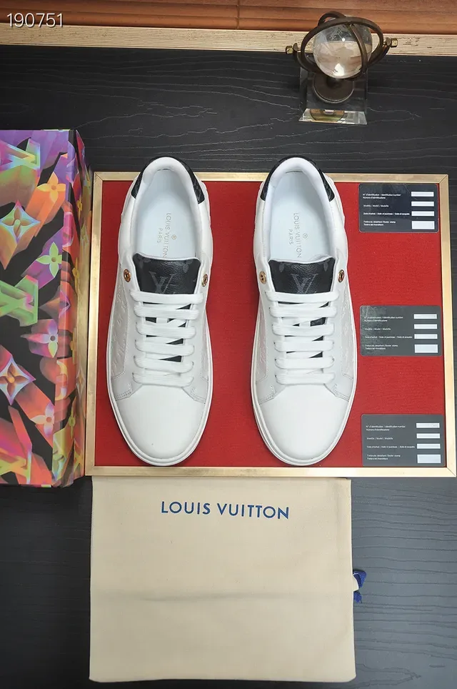 Louis Vuitton White Black Monogram-Embossed Leather Cupsole Lifestyle Sneakers 8