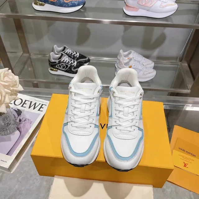 Louis Vuitton White Blue Low-Top Platform Sole Lifestyle Sneakers 7