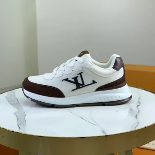 Louis Vuitton White Brown Monogram Canvas Panels Leather Upper Lifestyle Sneakers