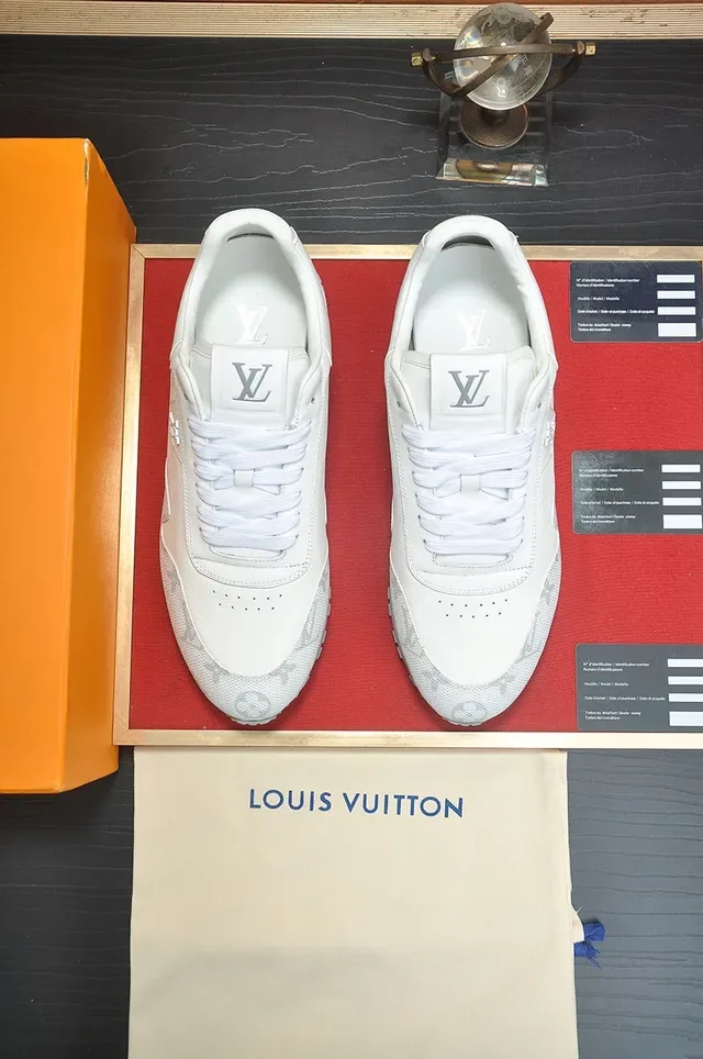 Louis Vuitton White Gray Monogrammed Leather Low-Top Lace-Up Lifestyle Sneakers 5