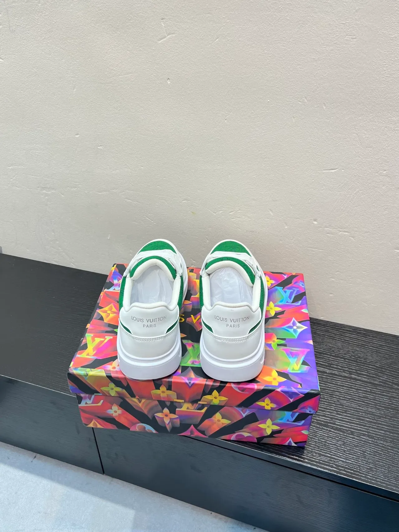 Louis Vuitton White Green Low-Top Monogram Canvas Lifestyle Sneakers 5