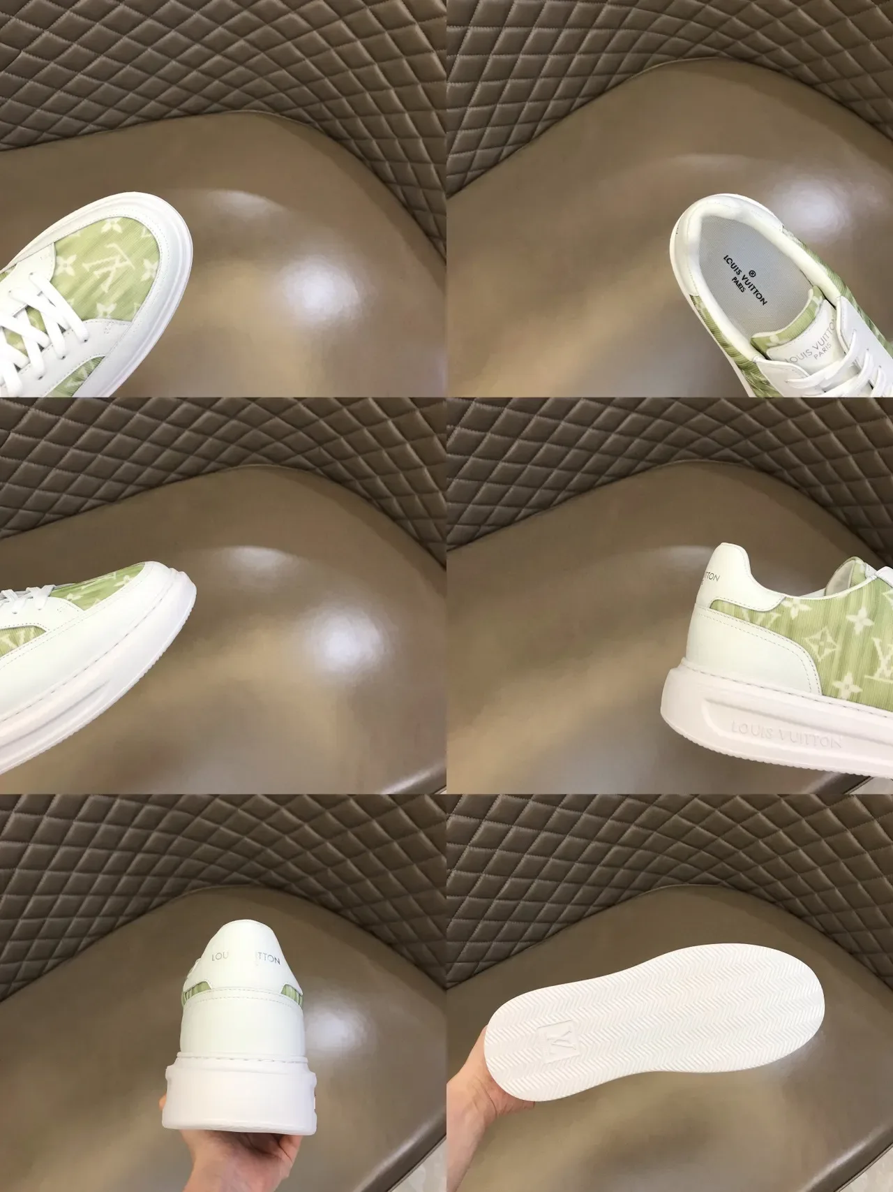 Louis Vuitton White Green Low-Top Platform Sole Lifestyle Sneakers 3