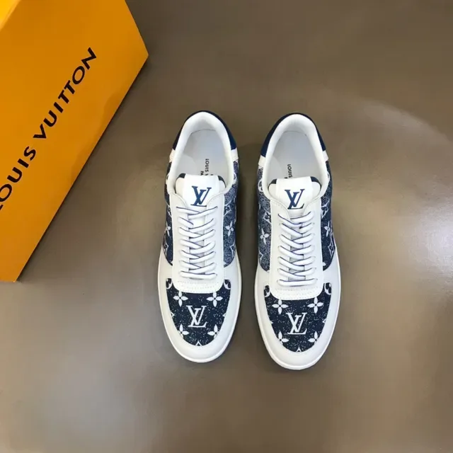 Louis Vuitton White Navy Low-Top Monogram-Printed Lifestyle Sneakers 9