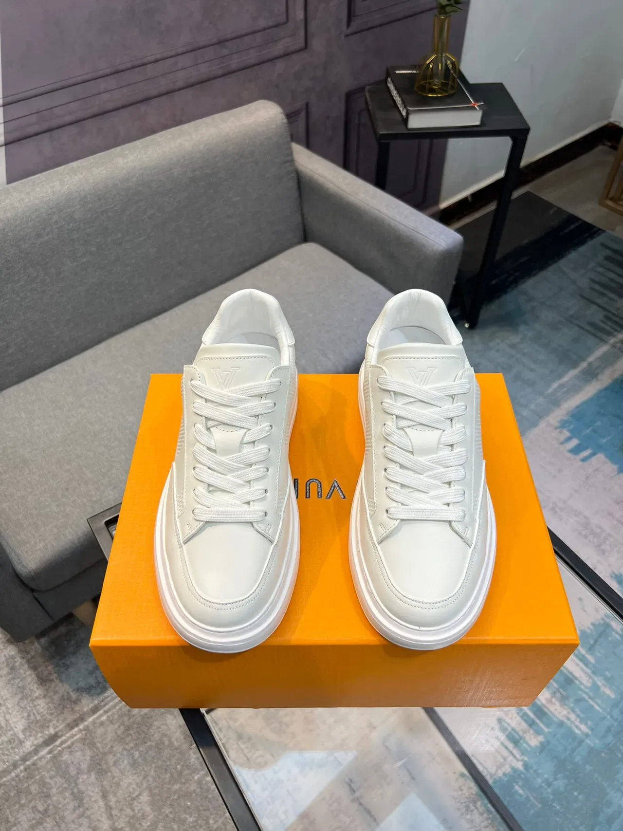 Louis Vuitton White Perforated Leather Lifestyle Sneakers 2