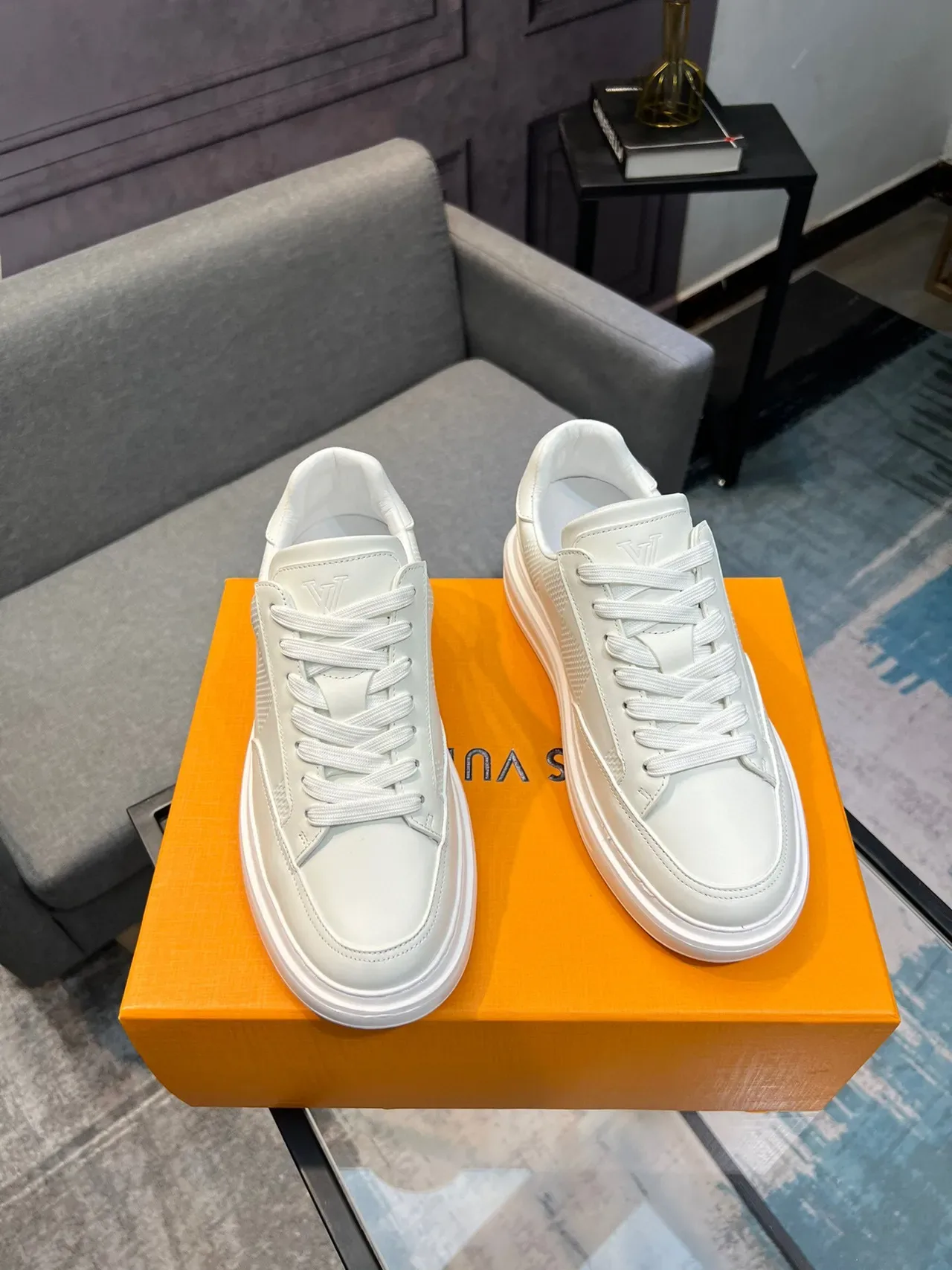 Louis Vuitton White Perforated Leather Lifestyle Sneakers 5