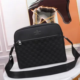 Louis Vuitton Woven Checkered Matte Black Messenger Bag