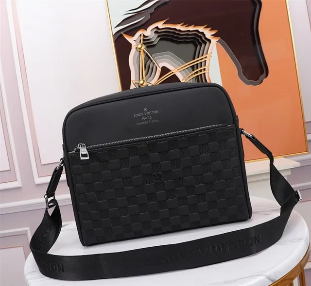 Louis Vuitton Woven Checkered Matte Black Messenger Bag 2