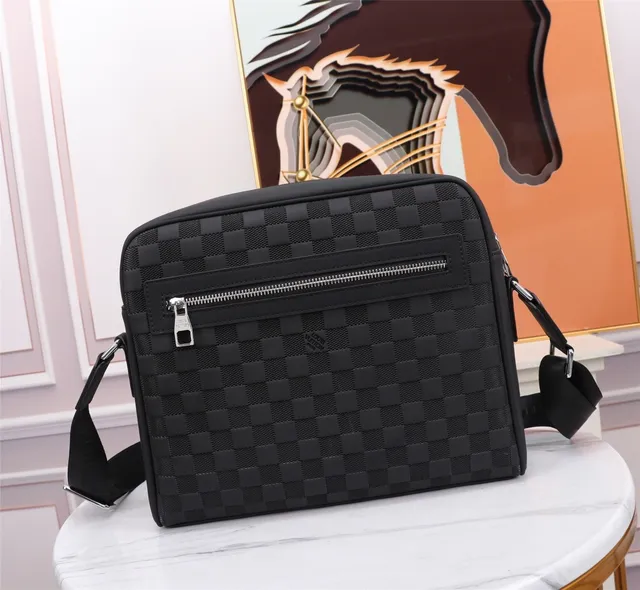 Louis Vuitton Woven Checkered Matte Black Messenger Bag 3