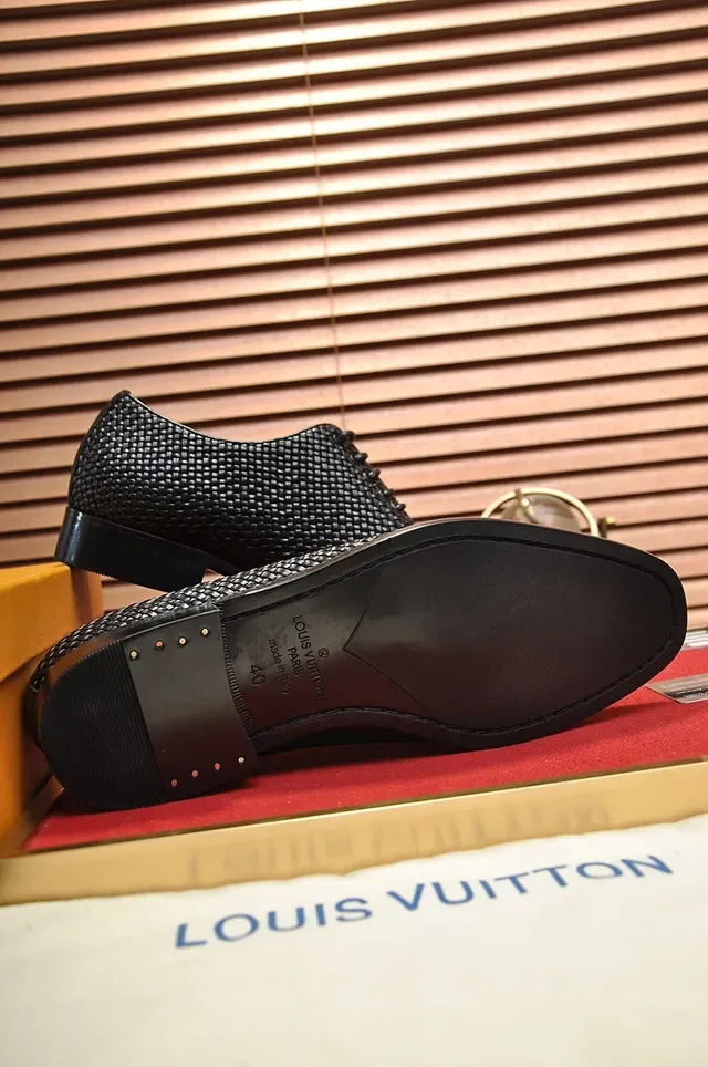 Louis Vuitton Couro Tecido Preto Oxford à Pique 3