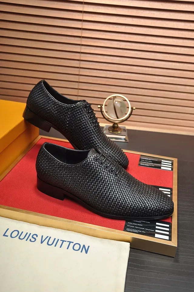 Louis Vuitton Couro Tecido Preto Oxford à Pique 4
