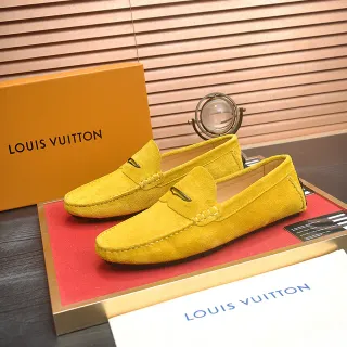 Louis Vuitton 黄色米色 麂皮 Penny Loafer