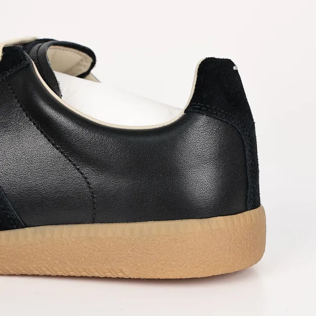Maison Margiela Black Beige Paneled Suede And Leather Upper Cream Contrast Laces Lifestyle Sneakers 4