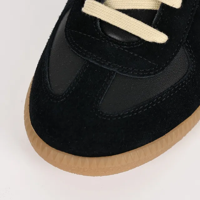 Maison Margiela Black Beige Paneled Suede And Leather Upper Cream Contrast Laces Lifestyle Sneakers 5