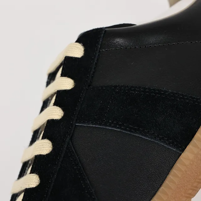 Maison Margiela Black Beige Paneled Suede And Leather Upper Cream Contrast Laces Lifestyle Sneakers 6